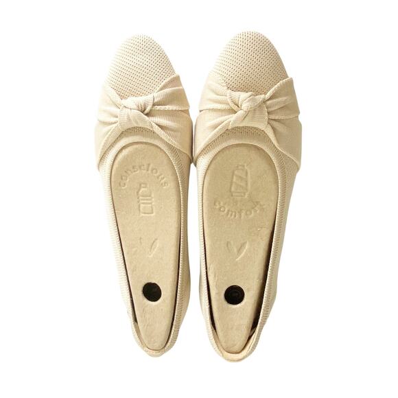 NWOB VIVAIA Bibi Almond-Toe Knotted Ballet Flats Cream Tan 9.5 - Picture 4 of 8